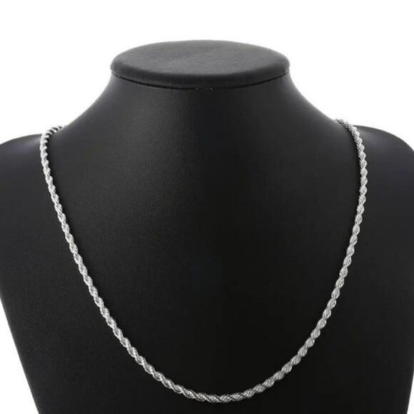 s-l400.jpg 925 Silver Plated Rope Chain Necklace & Bracelet Set Valentine\'s Birthday Gift